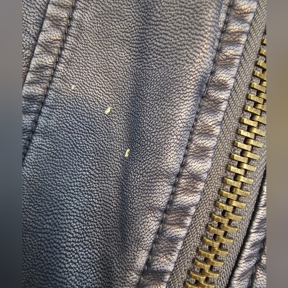 UNTAGGED faux leather bomber jacket. Blue. Small Haul #1 - Picture 4 of 10